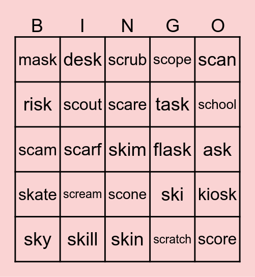 sc & sk Bingo Card