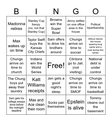 2025 Chung Bingo Card