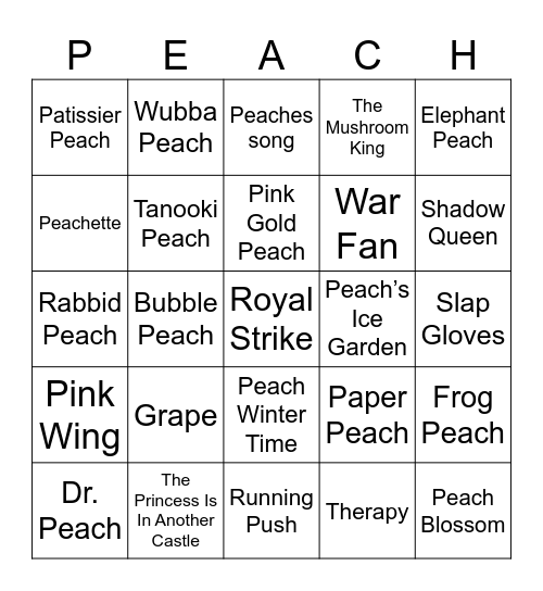 ThierryTV Round 1 (Peaches) Bingo Card