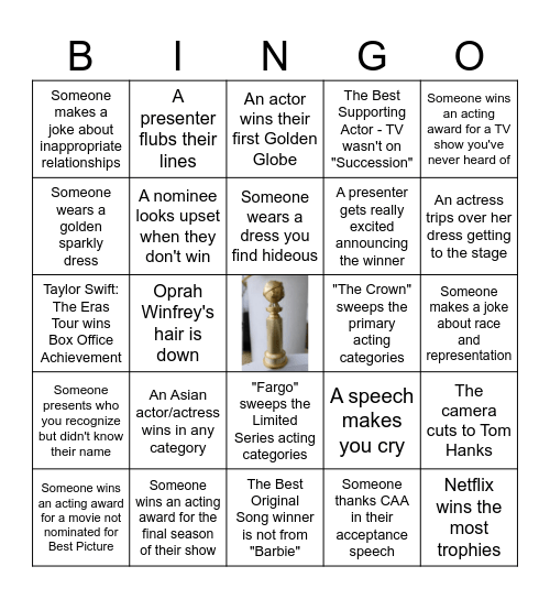 Golden Globe Bingo Card