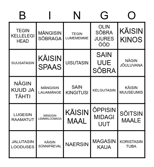 VAHEAEG Bingo Card