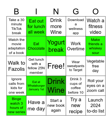 Wellness Bingo Card