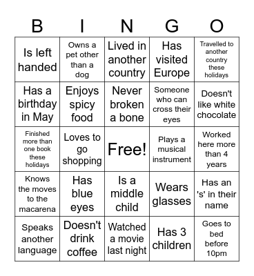 Greg's Bingo Card