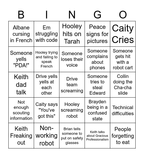 Team Bingo Card