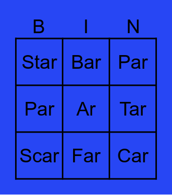 Ar Bingo Card