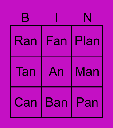 An Bingo Card