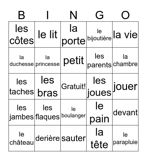 Les Taches, C'est la vie!  Bingo Card