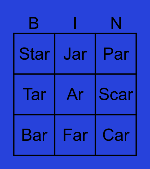 Ar Bingo Card