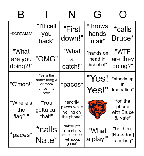 Ben Bears Bingo Card