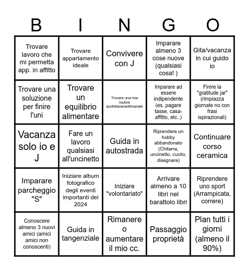 2024 GOALS Bingo Card