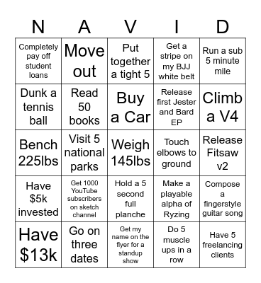 2024 Goals Bingo Card