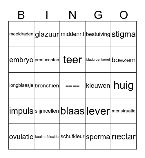Biologie Bingo Card