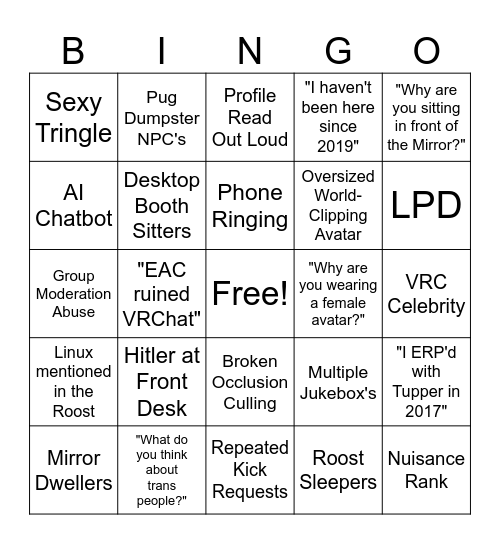 Great Pug Bingo Card