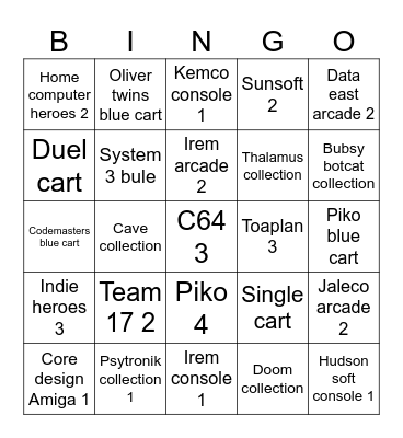 Evercade 2024 Bingo Card