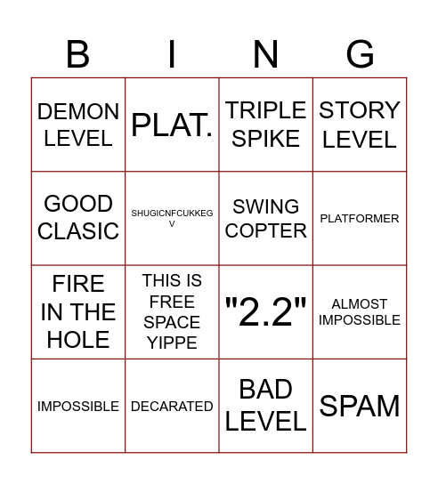 GD 2.2 BINGOOO Bingo Card