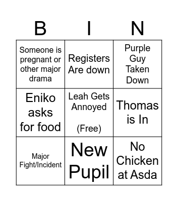 Calderside Back to School Bingo Card