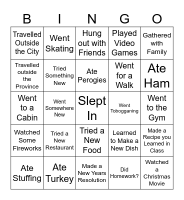 Holiday Bingo Card