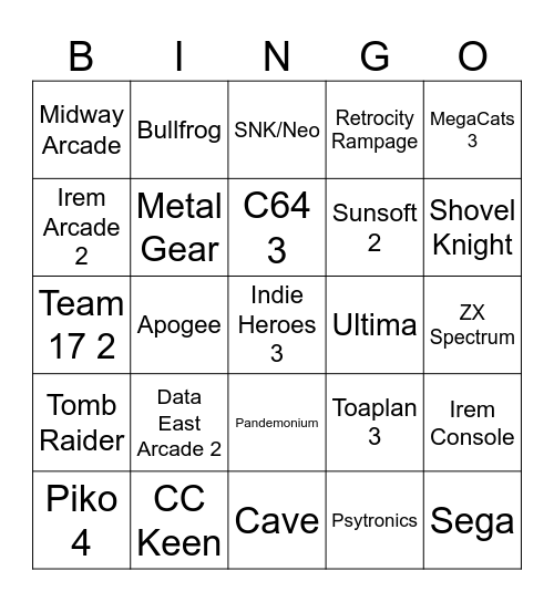 2024 Evercade/Super Pocket Bingo Card