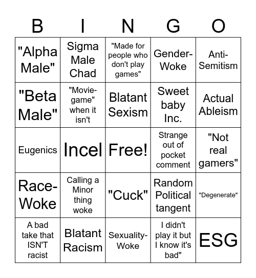 Synthetic Man-Go Two Bingo Card