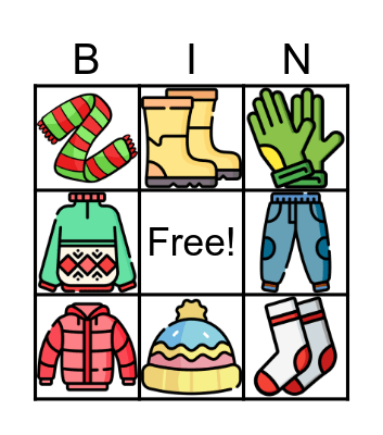 WINTER CLOTHES Bingo Card