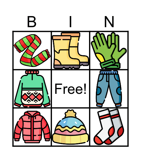 WINTER CLOTHES Bingo Card