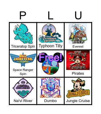 Disney World Attractions Bingo Card