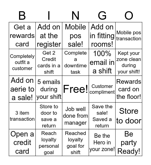 Customer first Bingo Card