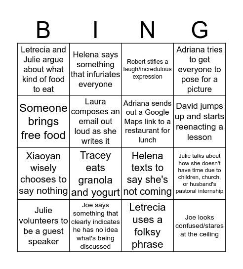 DC Bingo Card