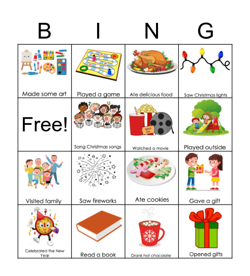 Winter Break Bingo Card