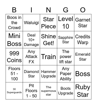 TTYD RANDOM Bingo Card