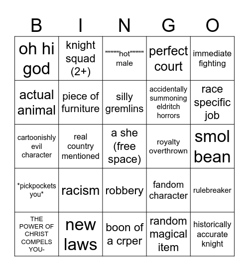 Kingdom Tales Bino Bingo Card