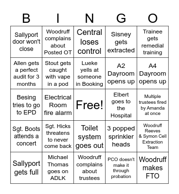 2024 Jail Bingo Card