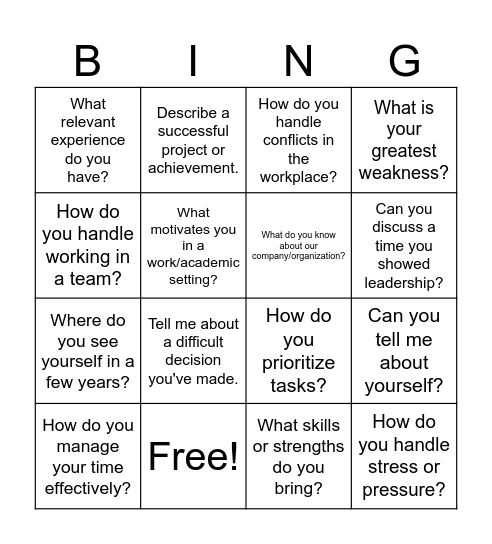 Untitled Bingo Card