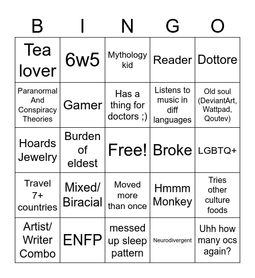 Martian’s Bingo Bongo Bingo Card