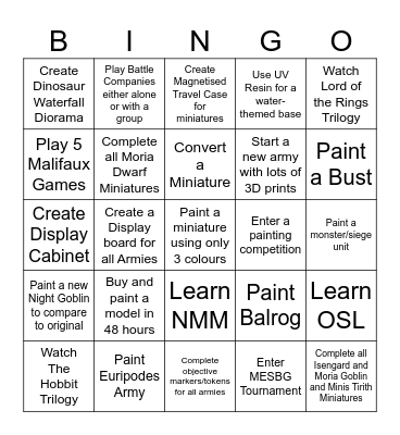 2024 Hobby Bingo Card