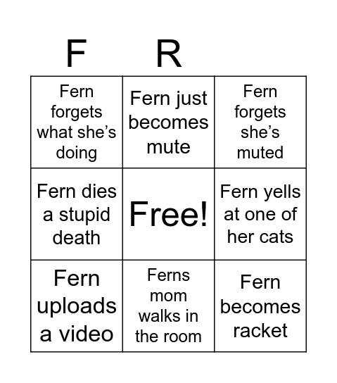 Fern bingo Card