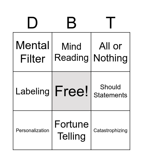 Thinking Mistake Bingo Card
