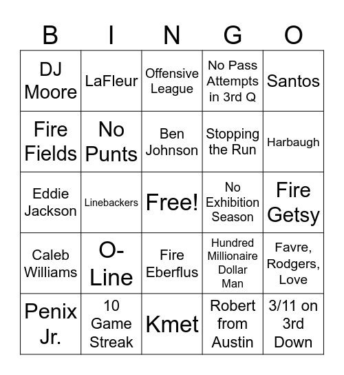 OB & Hampton Bingo Card