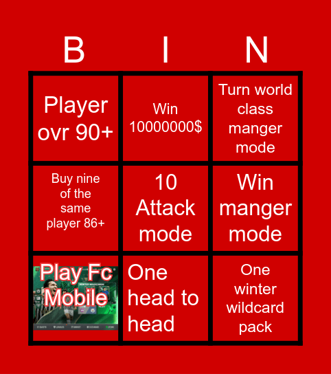 My own Fc mobile bingo Card