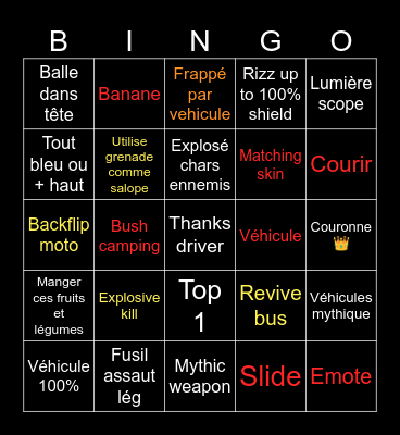 Fortnite Bingo Card