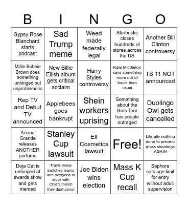 2024 Bingo Card Bingo Card
