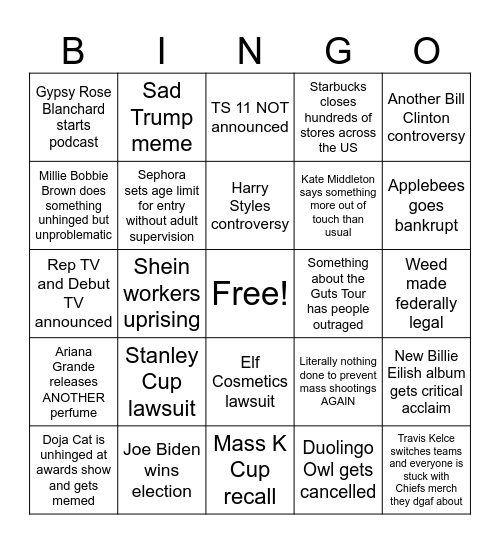 2024 Bingo Card Bingo Card