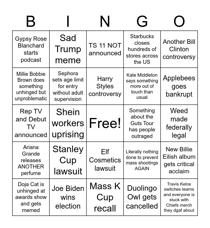 2024 Bingo Card Bingo Card   2024 Bingo Card 