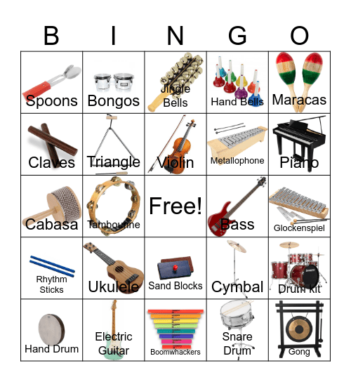 Classroom Instruments Bingo Card
