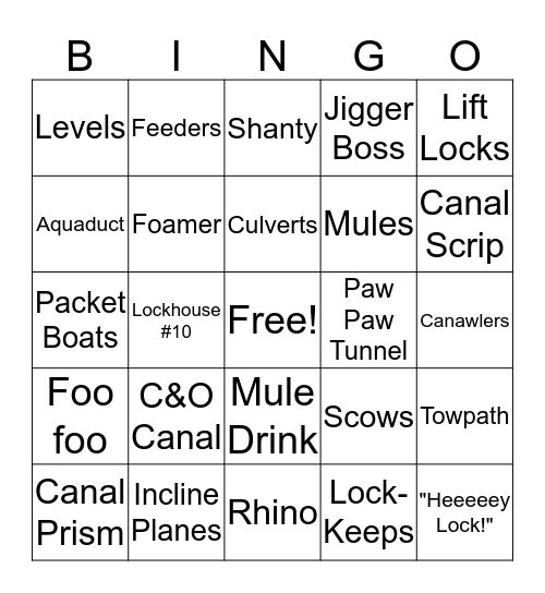 Lockhouse Bingo Card