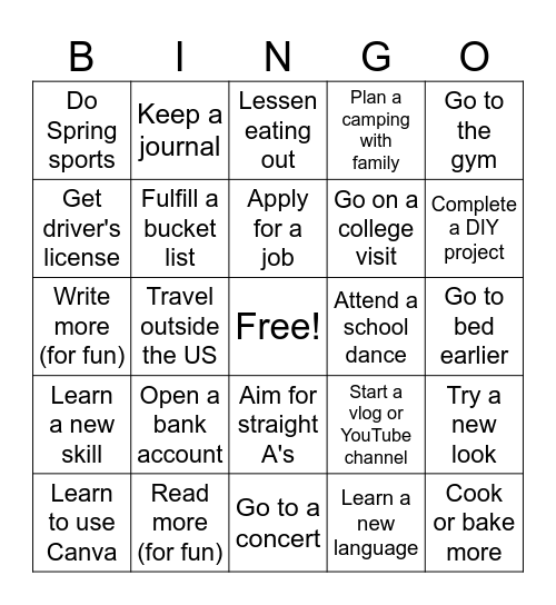 Goals, Dreams & Wishes for 2024 Bingo Card