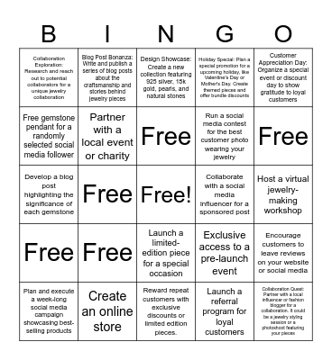 Gemstone Studio Bingo Card