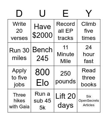 January 2024 Bingo Card