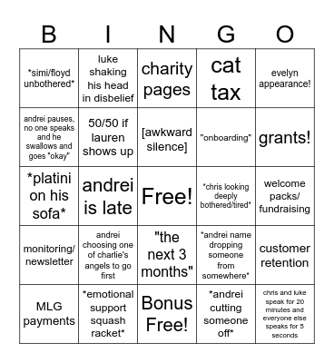 monday morning bingo slay Bingo Card