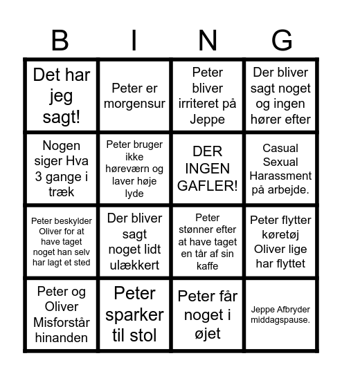 Peter Bingo!! Bingo Card